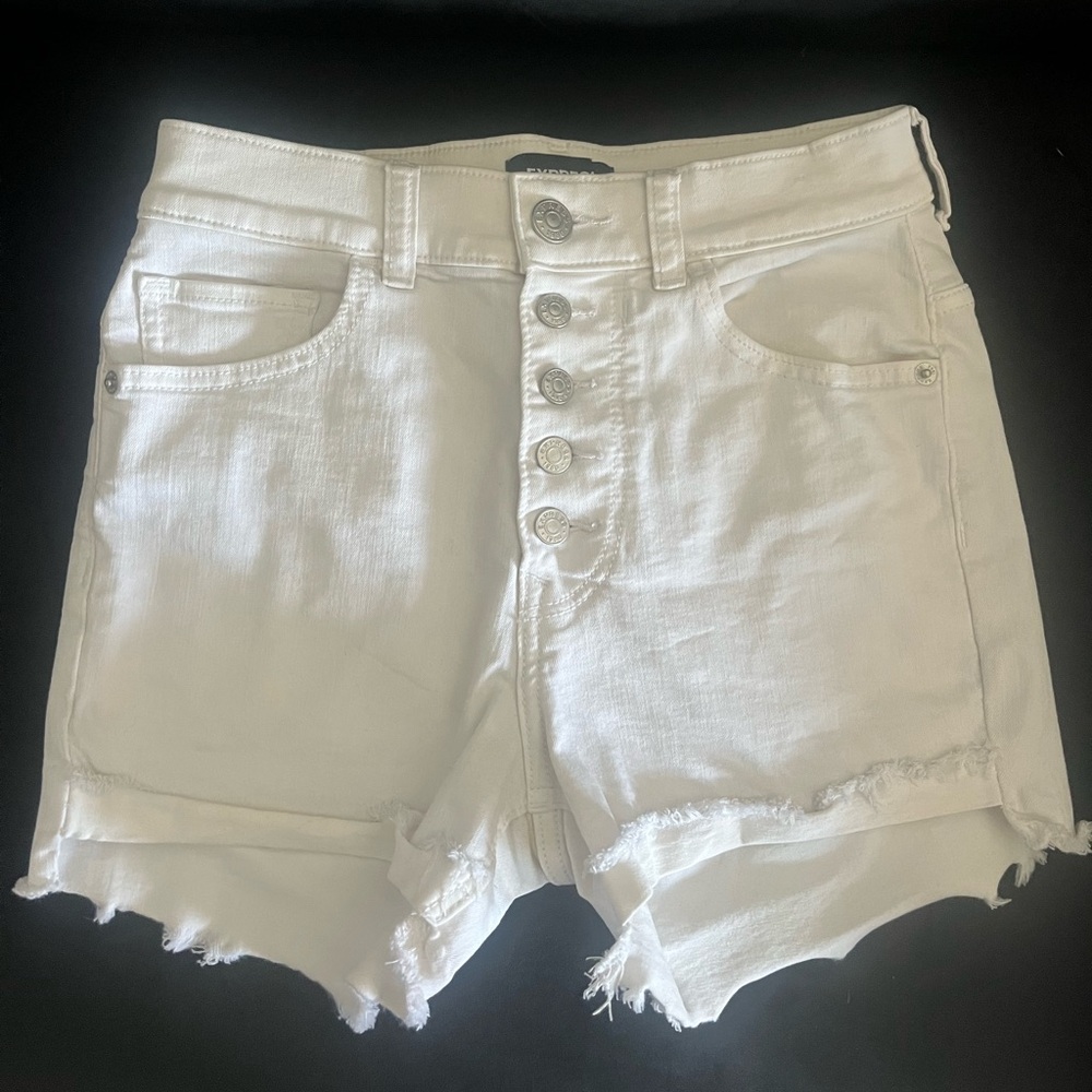 Express High Waisted Button Up Jean Shorts Size 00 Good Condition!!